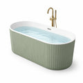 Vasca da bagno freestanding moderna in acrilico verde salvia e bianco, 170 × 80 × 60 cm