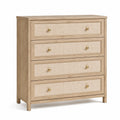 Cassettiera a 4 cassetti 90 × 40 × 100 cm, rovere chiaro, beige e oro, stile rustico moderno