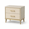 Comodino con 2 cassetti, 60 × 42 × 62 cm, beige, crema e dorato