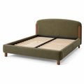 Letto matrimoniale imbottito 176 × 218 × 105 cm per materasso 160 × 200 cm, verde oliva, con rete a doghe