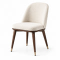 Sedia imbottita moderna 54 × 60 × 84 cm in bouclé avorio con gambe marroni e dettagli dorati