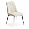 Sedia imbottita moderna 52 × 58 × 86 cm in tessuto avorio con gambe nere e dettagli dorati