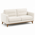 Divano moderno a 2 posti 190 × 84 × 84 cm in tessuto bouclé bianco crema con base in legno marrone